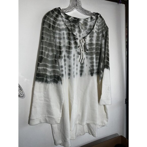 C Active Sweatshirt Green and Cream Women's Plus 22 / 24 W Tie Dye NWT New - Picture 5 of 16